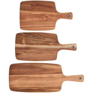 3x Rechthoekige acacia houten snij/serveerplanken 32/42/52 cm