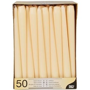 Voordeelverpakking Creme Witte Dinerkaarsen/Kandelaarkaarsen/Gotische Kaarsen 50 Stuks 25 cm