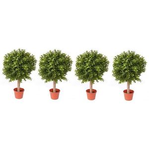 4x Buxus kunstplanten op stam in pot 36 cm