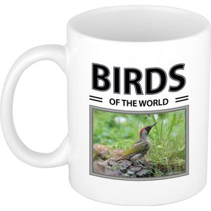 Dieren foto mok Groene specht - 300 ml - birds of the world - cadeau beker / mok Spechten liefhebber