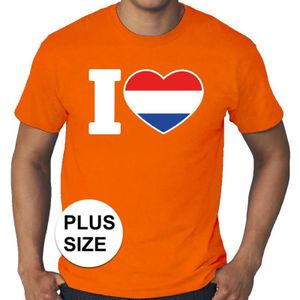Grote maten I love Holland shirt oranje heren
