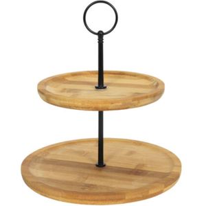 Svenska Living Etagere 2-laags - bamboe hout - 16 x D22 cm