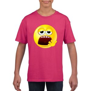 Emoticon moe t-shirt fuchsia/roze kinderen