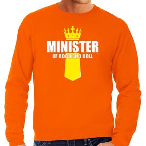 Oranje Minister of rock N roll sweater met kroontje - Koningsdag truien voor heren