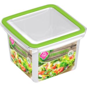 2x Voedsel plastic bewaarbakje 2 liter transparant/groen
