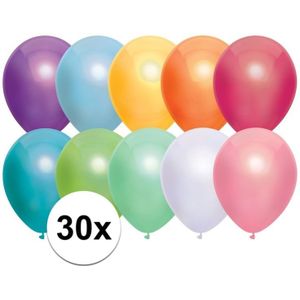 30x Gekleurde metallic heliumballonnen 30 cm