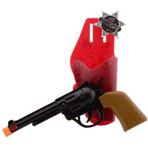 Cowboy verkleed speelgoed revolver/pistool met holster en geluid
