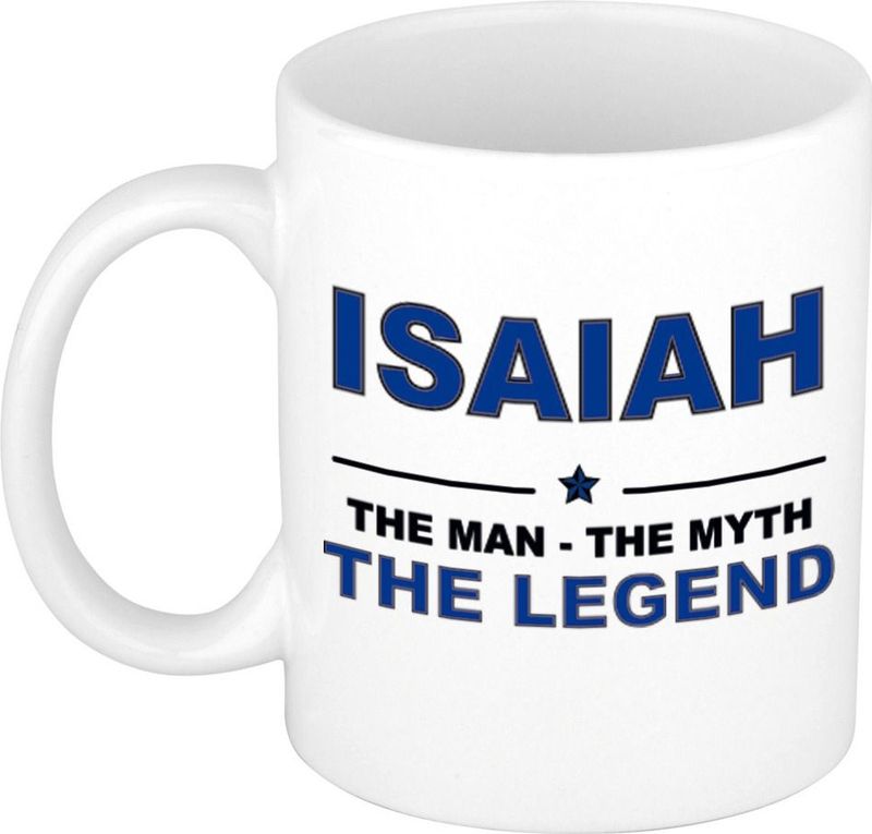 Naam cadeau mok/ beker Isaiah The man, The myth the legend 300 ml