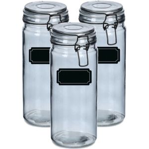 Weckpotten/inmaakpotten - 6x - 1L - glas - met beugelsluiting - incl. etiketten