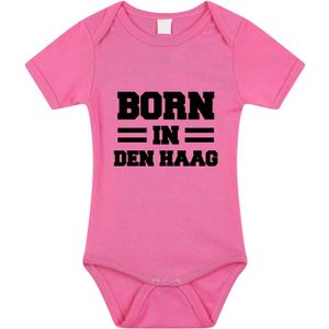 Born in Den Haag kraamcadeau rompertje roze meisjes