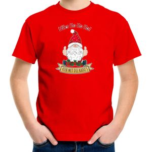 Bellatio Decorations kerst t-shirt voor kinderen - Kado Gnoom - rood - Kerst kabouter