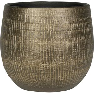 BD Plantenpot/bloempot - binnen - keramiek - goud - D26 cm x H25 cm