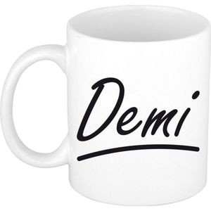 Demi voornaam kado beker / mok sierlijke letters - gepersonaliseerde mok met naam