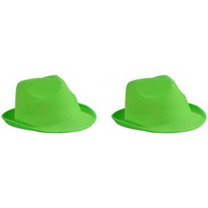 2x stuks trilby feesthoedje lime groen voor volwassenen