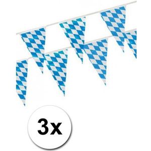 3x Bayern vlaggenlijn blauw/wit 4 meter