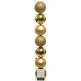 7x stuks kunststof/plastic kerstballen goud 8 cm mix