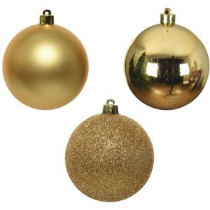 7x stuks kunststof/plastic kerstballen goud 8 cm mix