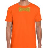 Vlinderdas t-shirt oranje met glitter das heren