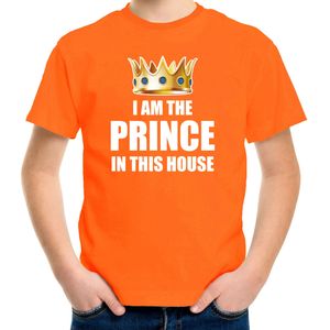 Woningsdag Im the prince in this house t-shirts voor thuisblijvers tijdens Koningsdag oranje jongens / kinderen