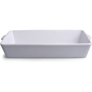 1x Witte ovenschalen van porselein 3.5 liter 33 x 19 cm rechthoekig - Ovenschotel schalen - Bakvorm/braadslede