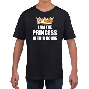 Im the princess in this house t-shirts voor thuisblijvers tijdens Koningsdag zwart meisjes / kinderen