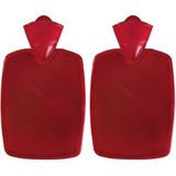 2x Warm water kruiken rood 1,8 liter van kunststof