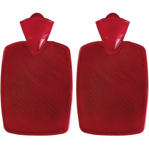 2x Warm water kruiken rood 1,8 liter van kunststof
