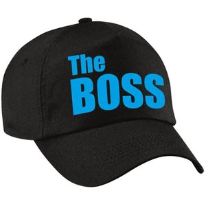 Zwarte feestpet / cap The Boss in blauwe tekst heren