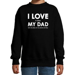 Cadeau sweater I love it when my dad lets me play on my phone all day zwart voor kinderen