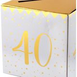 Enveloppendoos - Verjaardag - 40 jaar - wit/goud - karton - 20 x 20 cm
