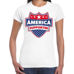 Amerika / America supporter t-shirt wit voor dames