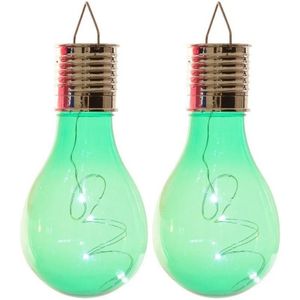 2x Buitenlampen/tuinlampen lampbolletjes/peertjes 14 cm groen