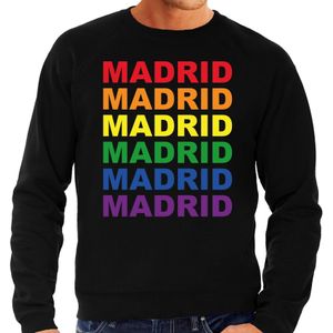 Regenboog Madrid gay pride evenement sweater voor heren zwart