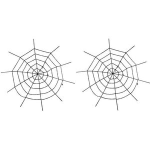 2x Horror decoratie mega spinnen web 150 cm