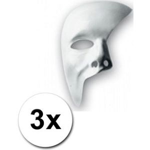 3 witte gezichtsmaskers Phantom