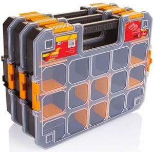 B- 3x -Home Sorteerbox/vakjes koffer - kleine spullen - 15 vaks - kunststof - 44 x 32 x 7.5 cm