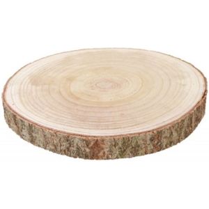 Chaks Decoratie boomschijf met schors - hout - D38 x H4 cm - rond - Onderborden/kaarsenplateaus