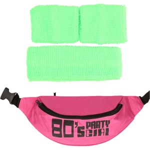 Foute 80s/90s party verkleed accessoire set - neon groen - jaren 80/90 thema feestje
