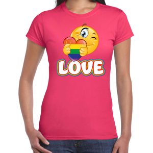 Bellatio Decorations Gay Pride shirt - love - regenboog - dames - rozeÃ