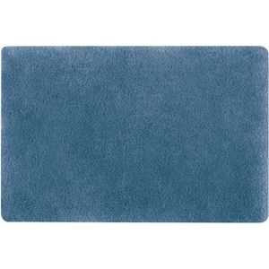 Spirella badkamer vloer kleedje/badmat tapijt - hoogpolig en luxe uitvoering - blauw - 40 x 60 cm - Microfiber