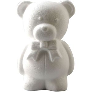 Rayher Hobby/DIY piepschuim beren/beer met strik - wit - 20 - Teddyberen/knuffelberen
