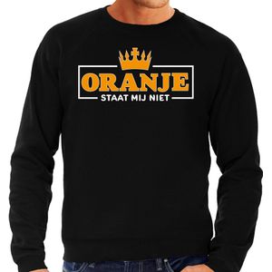 Bellatio Decorations Koningsdag sweater heren - oranje staat mij niet - zwart - oranje feestkleding