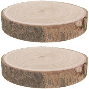 2x Ronde houten kaars onderborden/kaarsenborden 23-28 cm