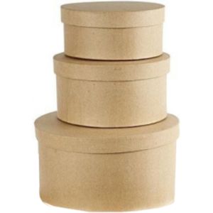 Ronde bruine hobby of opslag dozen set in 3-formaten 15/20/25 cm diameter