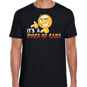 Its a piece of cake funny emoticon shirt heren zwart