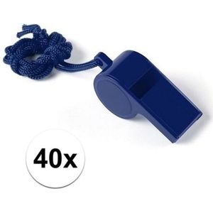 40x Voordelig plastic fluitje blauw
