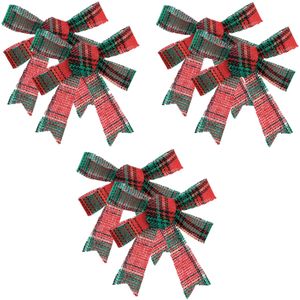 Feeric christmas strikjes - 12x - rood/groen - 10 x 12 cm - polyester