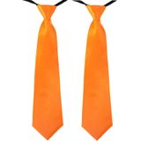 2x stuks oranje verkleed stropdassen 40 cm voor dames/heren