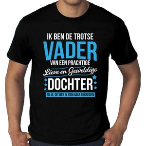 Grote maten Trotse vader / dochter cadeau t-shirt zwart voor heren