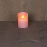 1x LED kaars/stompkaars roze met dansvlam 10 cm